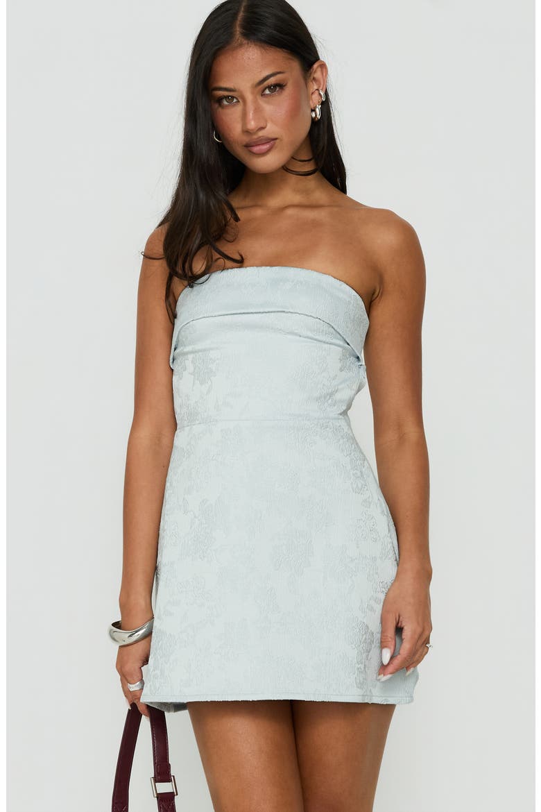 Dakhoda Strapless Floral Minidress, Alternate, color, LIGHT BLUE