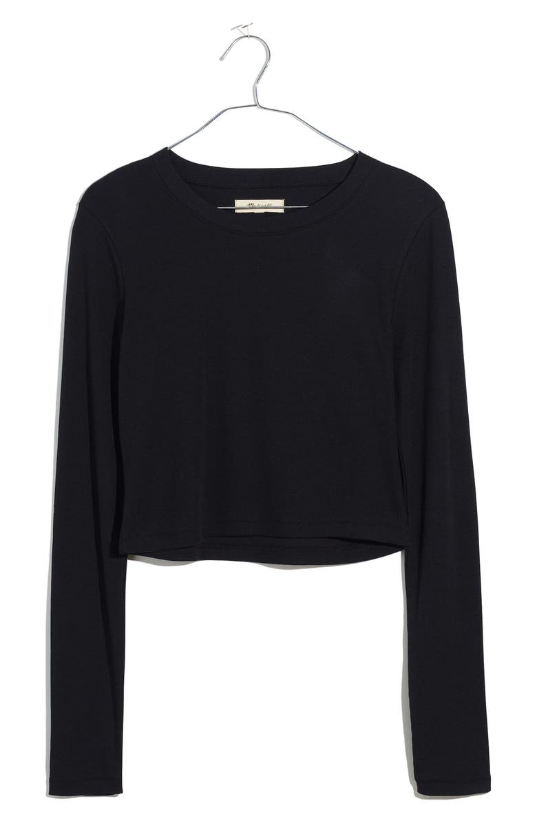Madewell Fine Ribbed Supercrop Crewneck Long Sleeve T-Shirt, Alternate, color,