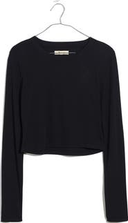 Madewell Fine Ribbed Supercrop Crewneck Long Sleeve T-Shirt