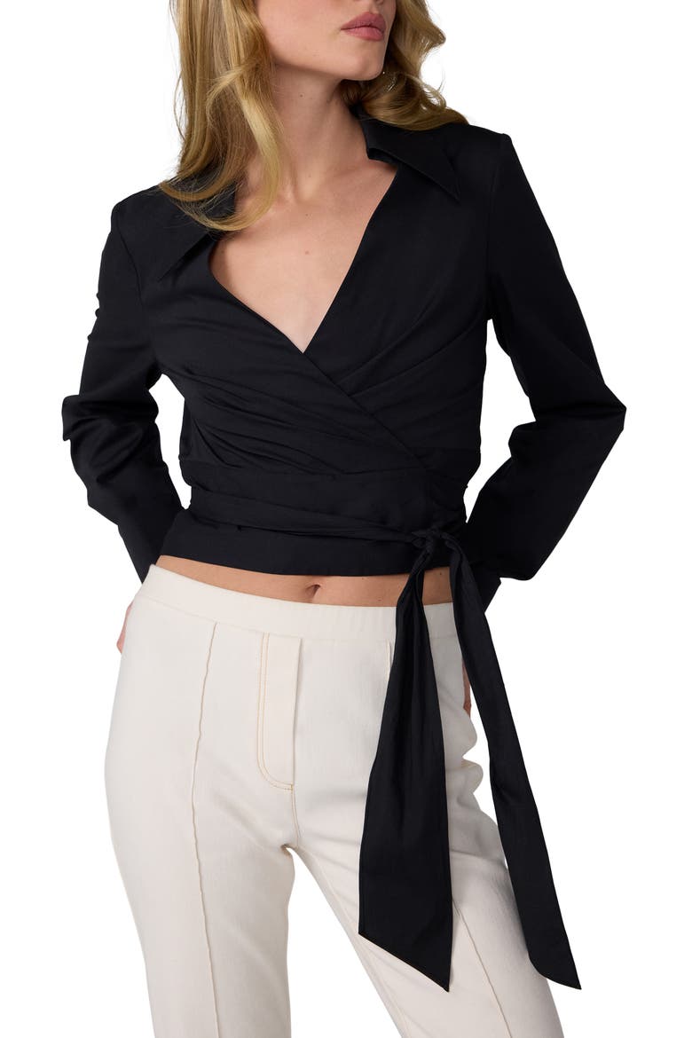 Perfect Wrap Top, Alternate, color, BLACK