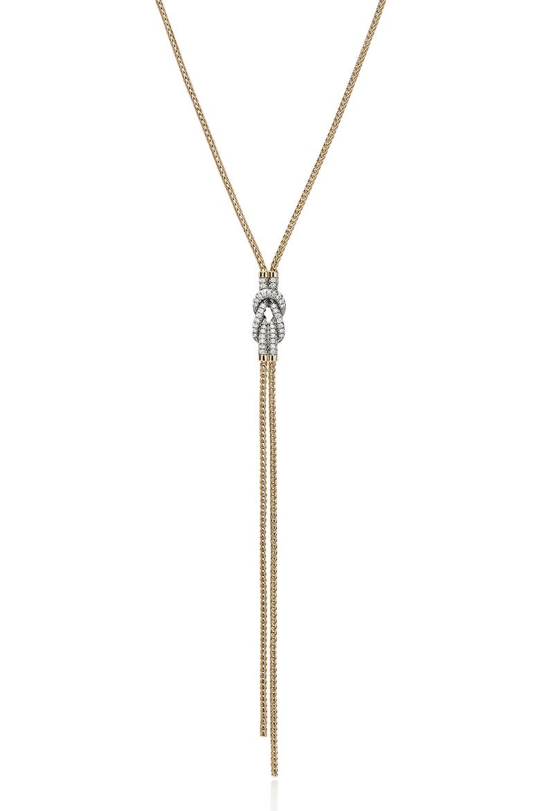 Love Knot Y-Necklace, Diamonds, Main, color, GOLD