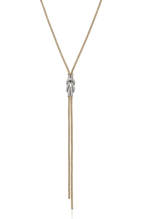 Shop John Hardy Love Knot Y-necklace, Diamonds In Gold