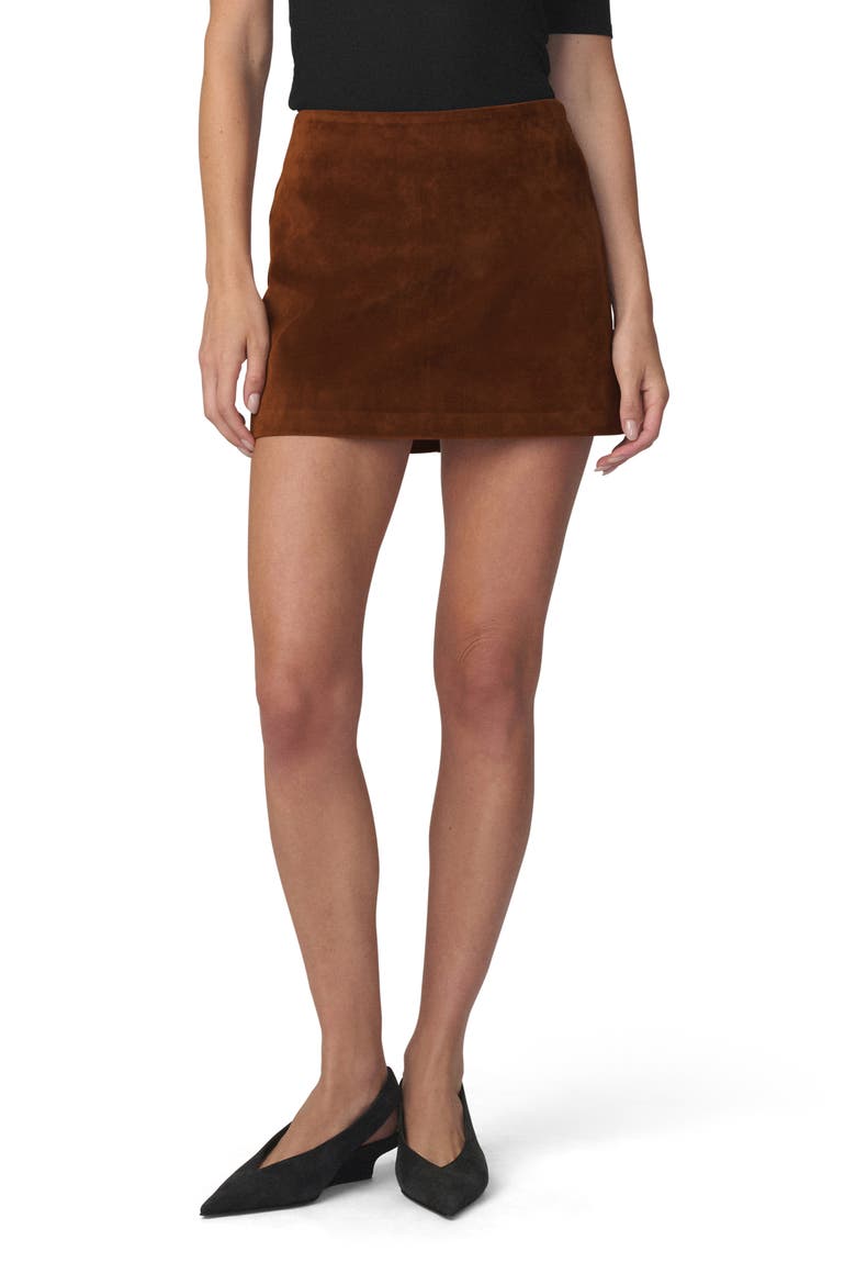 Faux Suede Miniskirt, Main, color, CHESTNUT