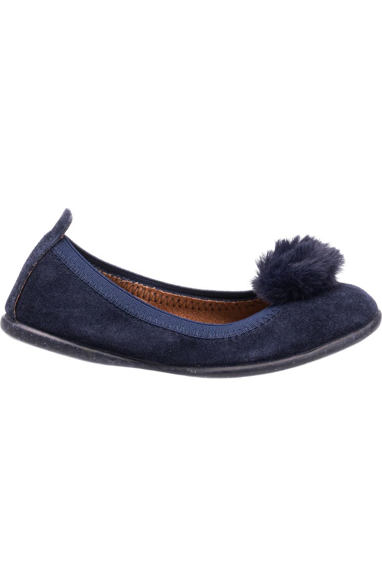 Elephantito Kids' Faux Fur Pompom Ballerina Flat, Alternate, color, Blue