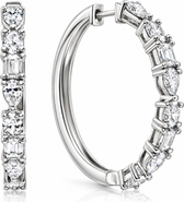 Bliss Diamond 4.34 Ct Multi Fancy Shape Diamond Hoops 14k Gold Lab Grown Women's Earrings