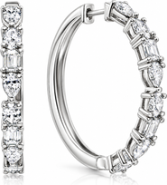 Bliss Diamond 4.34 Ct Multi Fancy Shape Diamond Hoops 14k Gold Lab Grown Women's Earrings