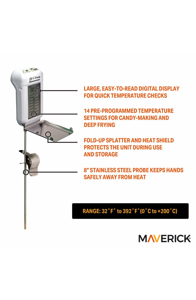 Maverick Digital Candy and Deep Fry Thermometer, Alternate, color, White