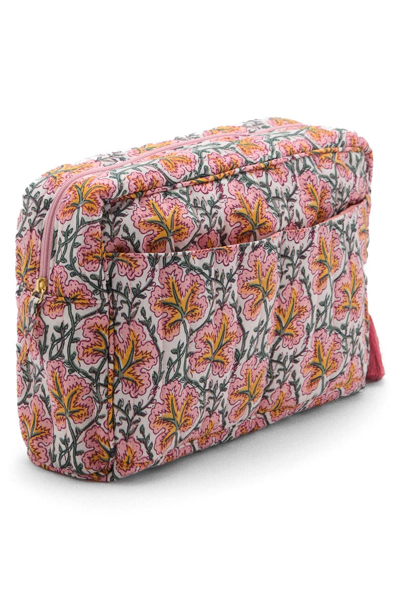 Floral Print Cosmetics Bag, Alternate, color, PINK
