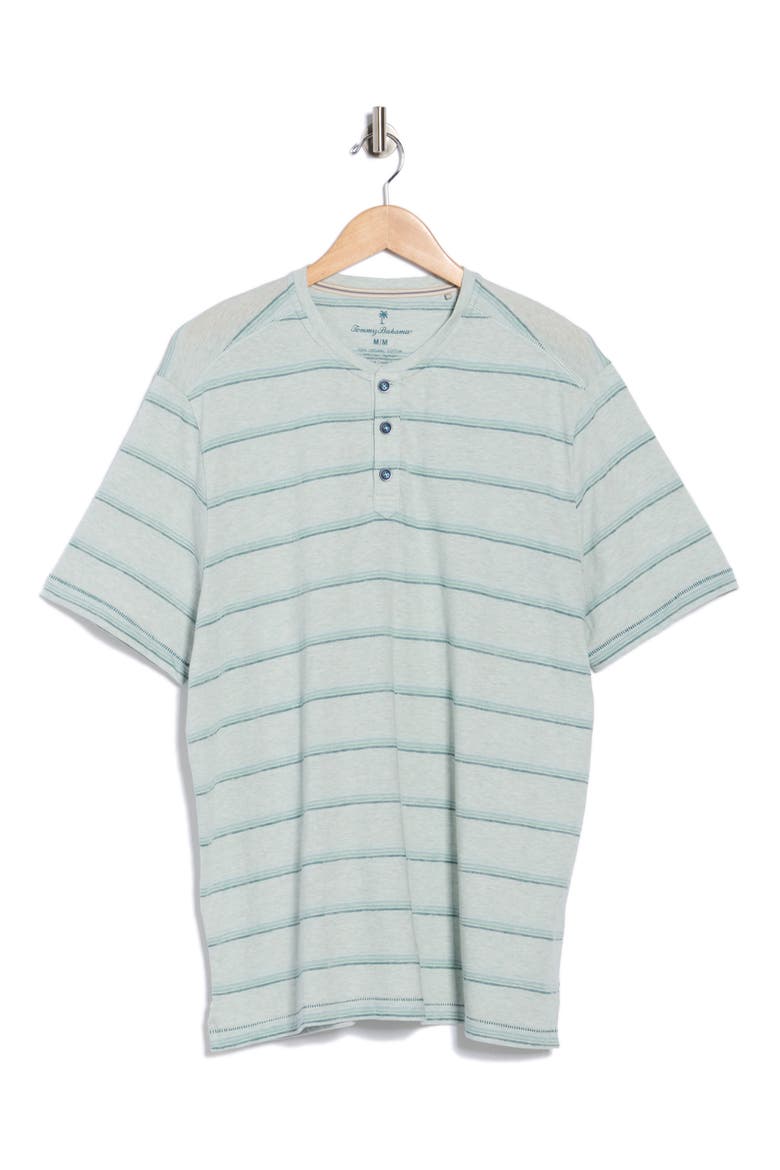Soleil Stripe Short Sleeve Henley, Alternate, color, OVERCAST