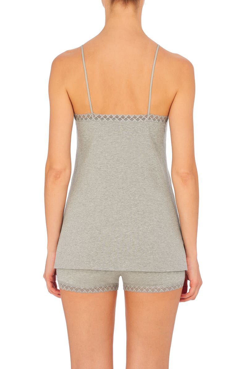 Natori Bliss Lace Edge High-Low Cotton Camisole, Alternate, color, Lt Gry Hth