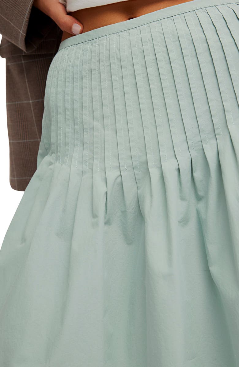 Free People Peyton Pintuck Pleat Midi Skirt, Alternate, color, Sea Sage