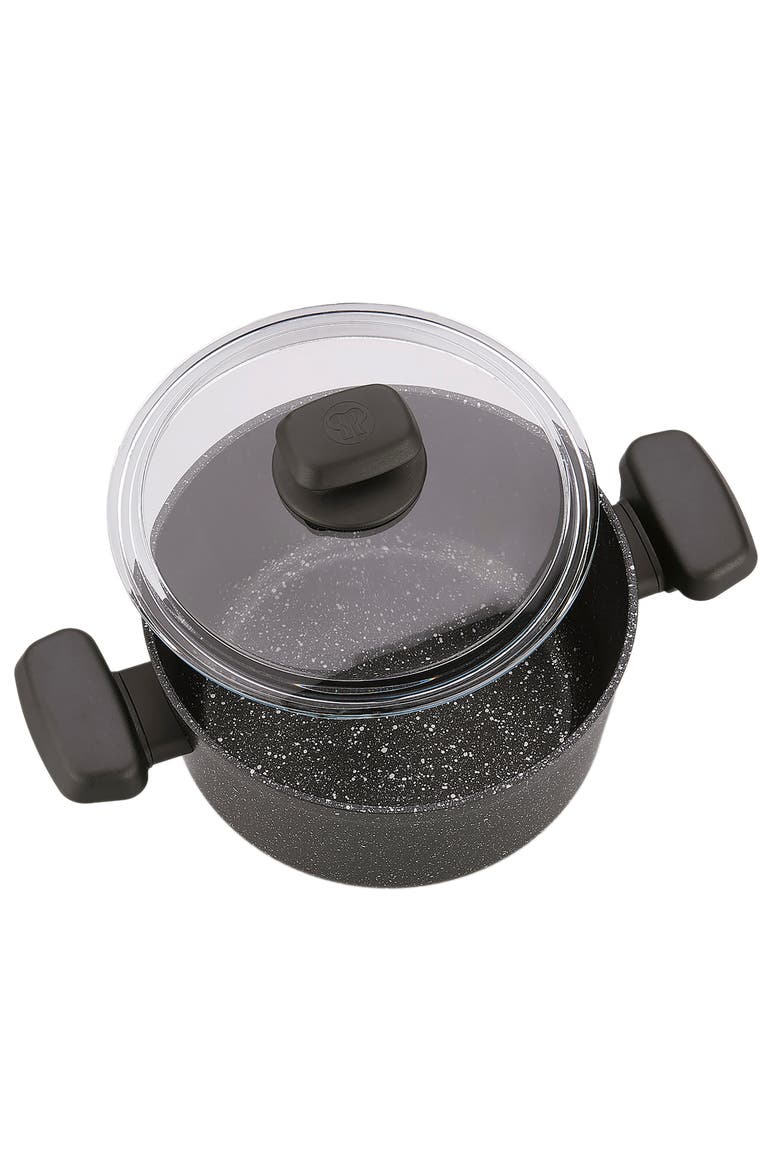 Ornella 2 Piece 4 Liter Aluminum Nonstick Low Casserole Dish with Lid, Alternate, color, Black