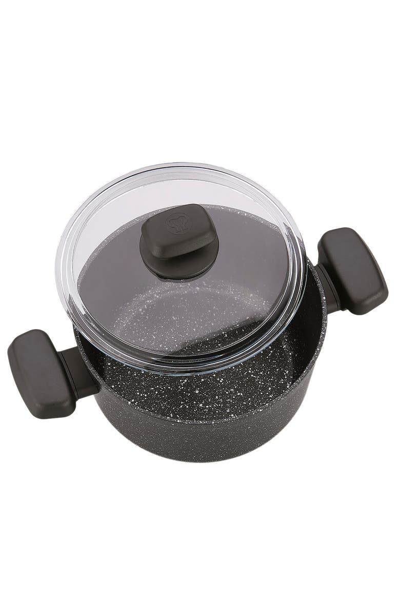 Korkmaz Ornella 2 Piece 4 Liter Aluminum Nonstick Low Casserole Dish with Lid, Alternate, color, Black