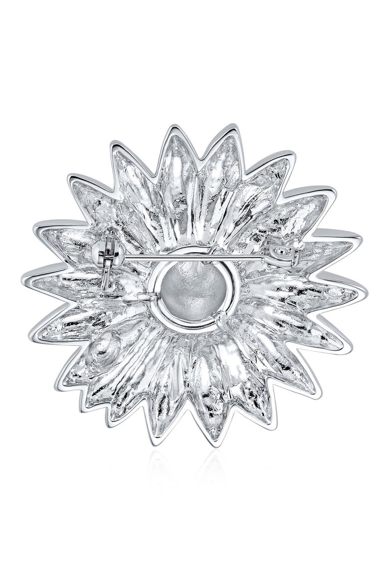 Two-Tone Large Fashion Flower Brooch, Alternate, color, SILVER