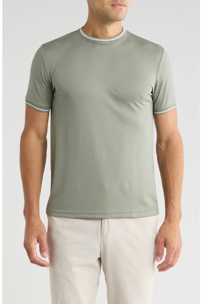 Tipped Crewneck T-Shirt, Main, color, LIGHT OLIVE