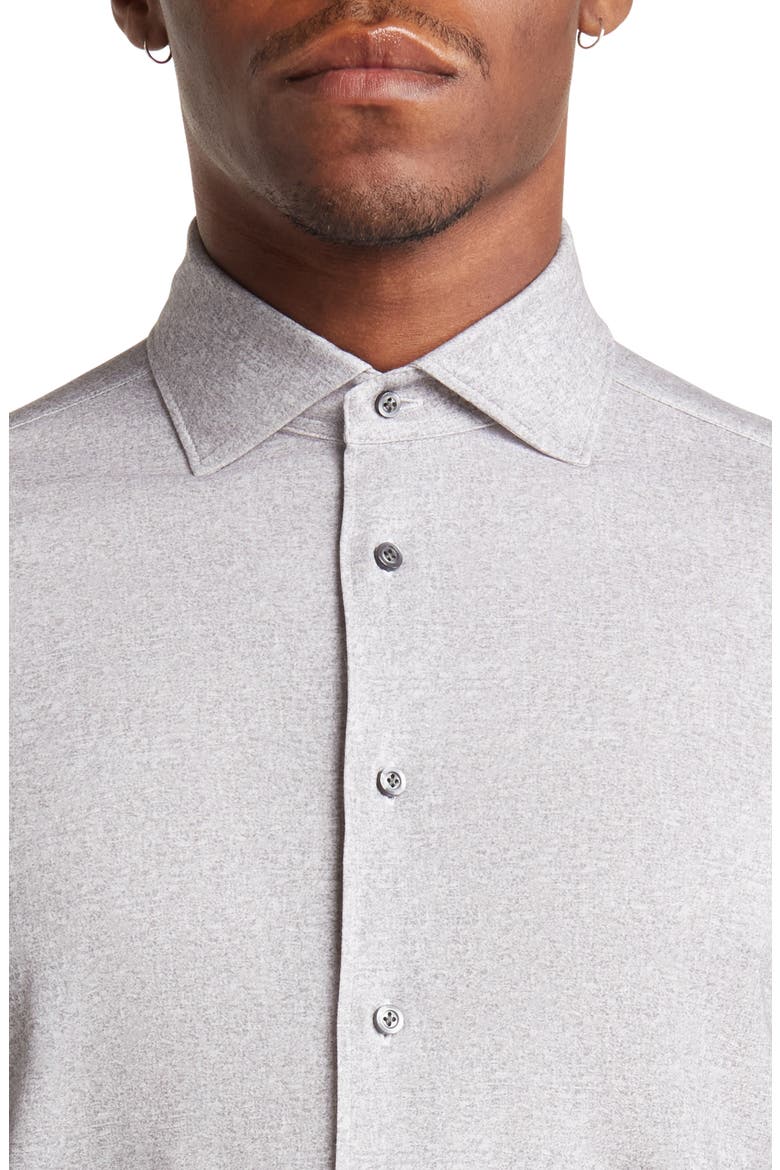 Modern 4Flex Stretch Cotton Knit Button-Up Shirt, Alternate, color, MEDIUM GREY