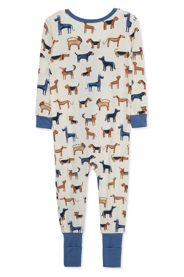 Puppy Fitted One-Piece Pajamas, Alternate, color, BLUE/WHITE