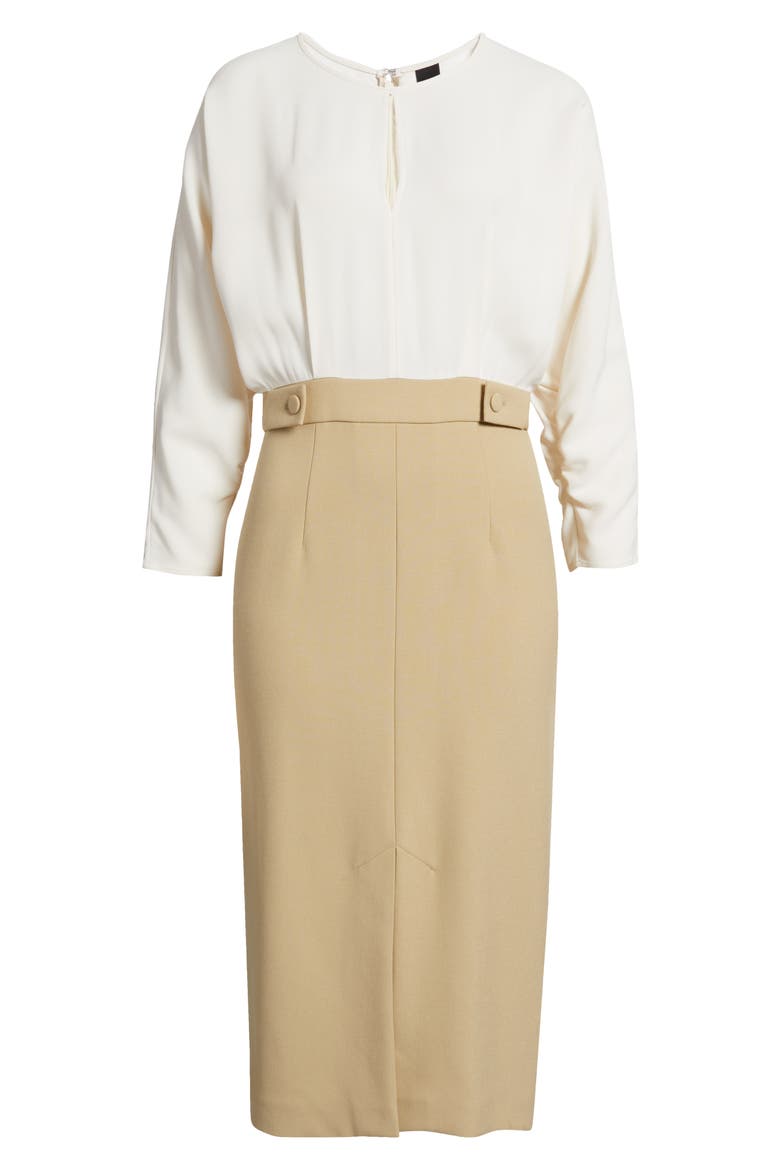 Ditela Mixed Media Dress, Alternate, color, LIGHT BEIGE COMBO