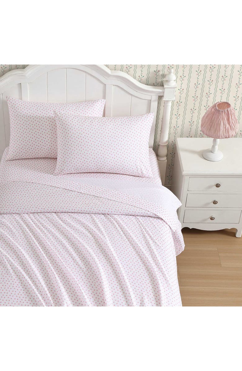 Laura Ashley Sweet Lady Bug Print Microfiber Sheet Set, Alternate, color, Lt-Pastel Pink