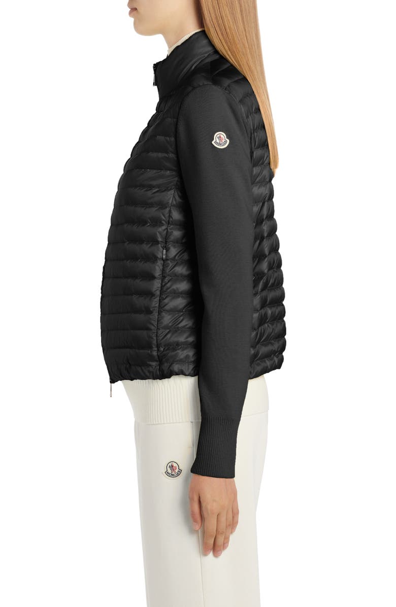 Moncler Quilted Down & Knit Cardigan, Alternate, color, 