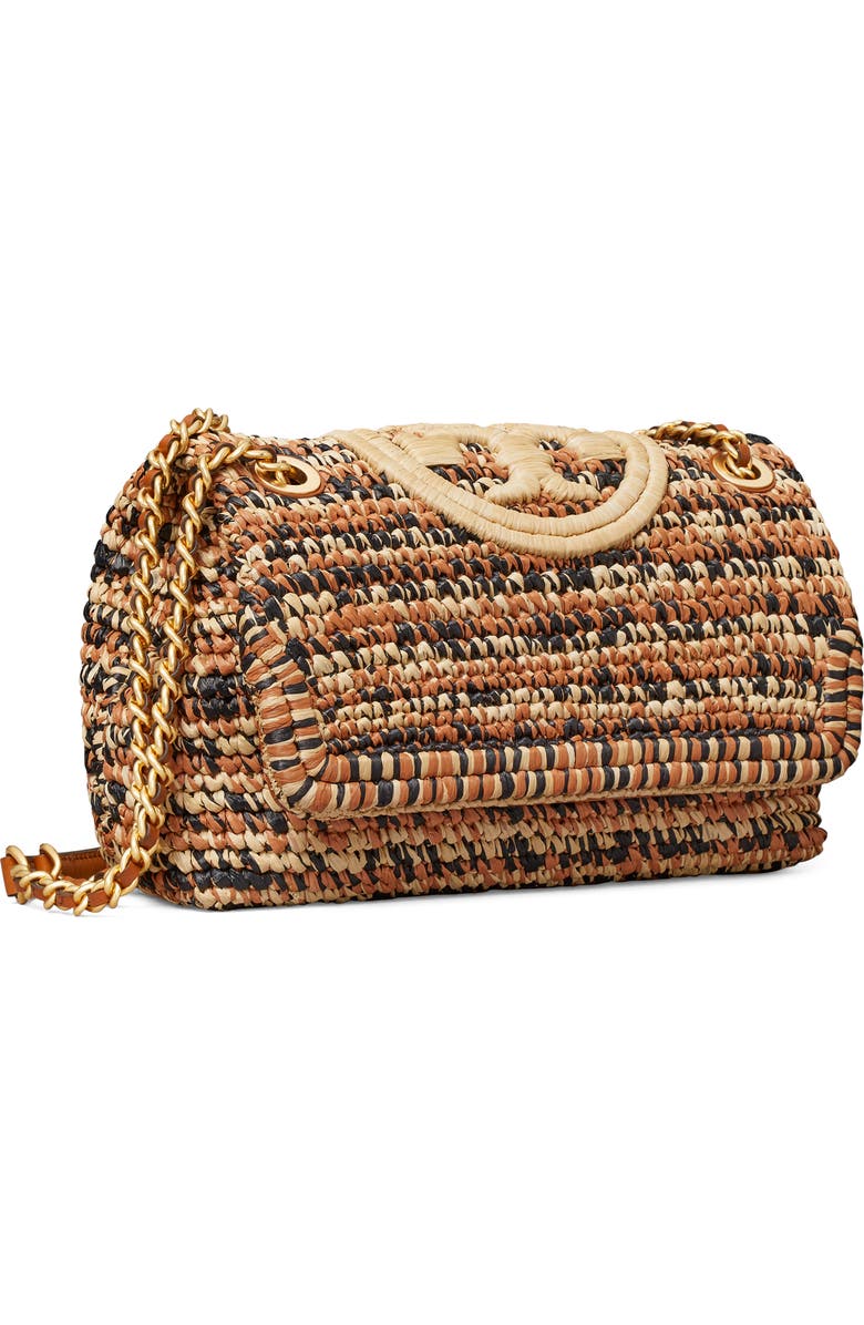 Tory Burch Fleming Raffia Crossbody Bag, Alternate, color,