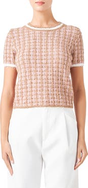 Endless Rose Check Tweed Sweater