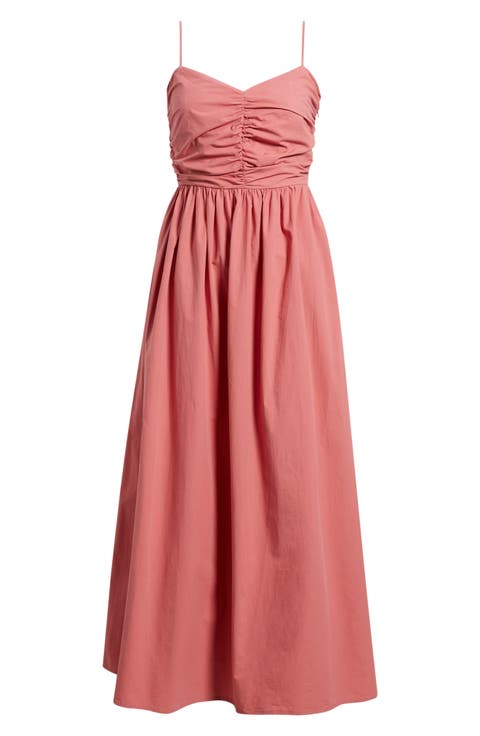 Maubois Shirred Cotton Poplin Midi Dress
