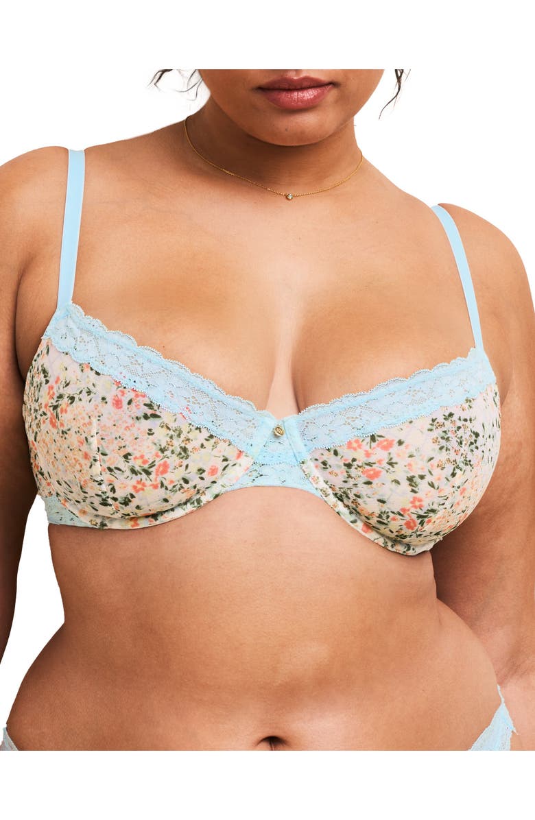 Adore Me Akari Unlined Demi Bra, Main, color, Floral White