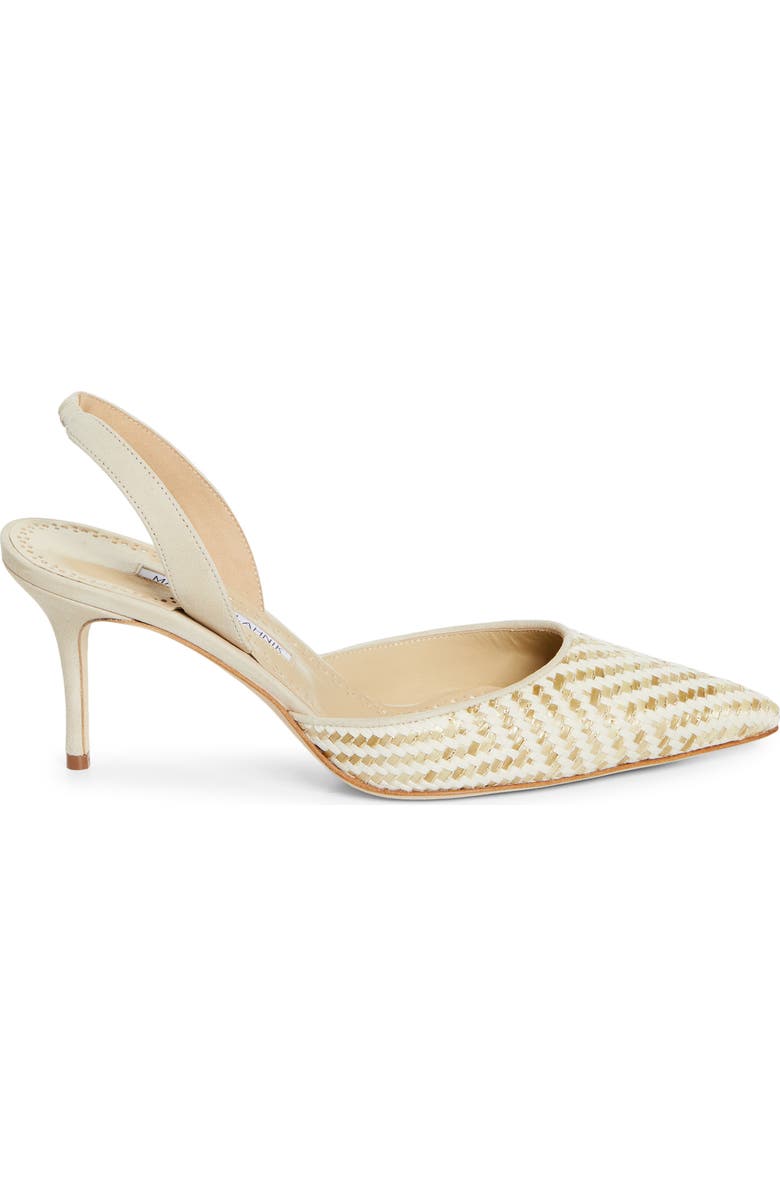 Manolo Blahnik Carolyne Woven Raffia Slingback Pump, Alternate, color, Cream Multi