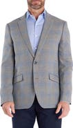 SAVILE ROW CO Light Grey & Blue Plaid Sport Coat