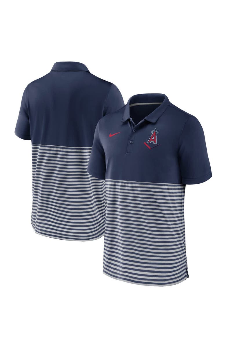 Nike Men's Nike Navy/Gray Los Angeles Angels Home Plate Striped Polo, Alternate, color, Navy
