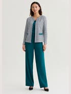 Misook Heritage Tri-Color Basketweave Knit Jacket