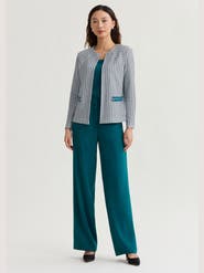 Misook Heritage Tri-Color Basketweave Knit Jacket