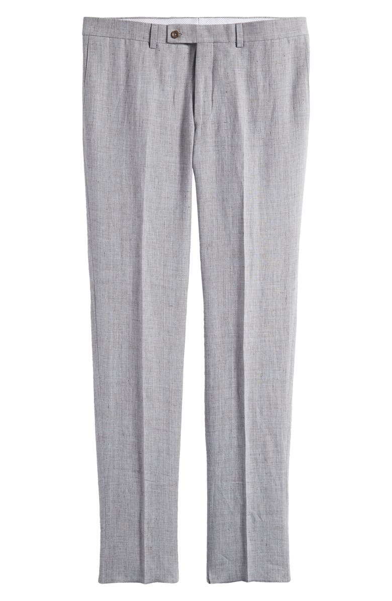 Jack Victor Pablo Flat Front Linen Trousers, Main, color, Light Grey