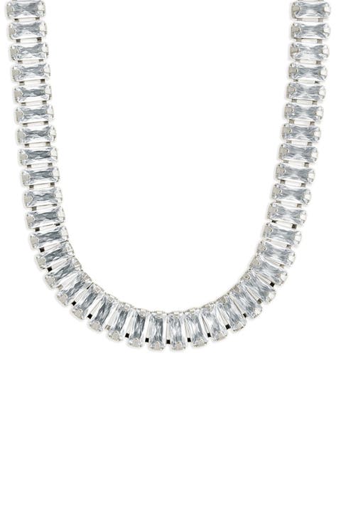 Tapered Baguette Cut Cubic Zirconia Tennis Necklace