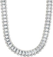 Sterling Forever Tapered Baguette Cut Cubic Zirconia Tennis Necklace