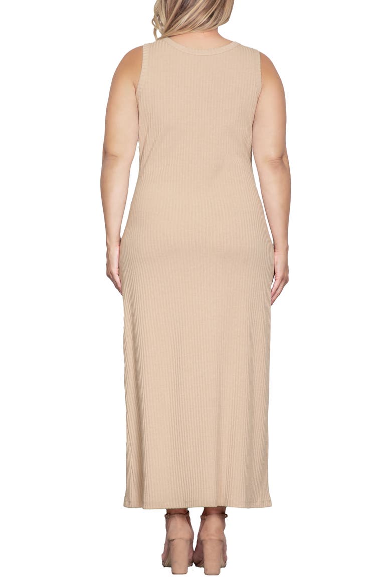 Sleeveless Rib Maxi Dress, Alternate, color, WHEAT
