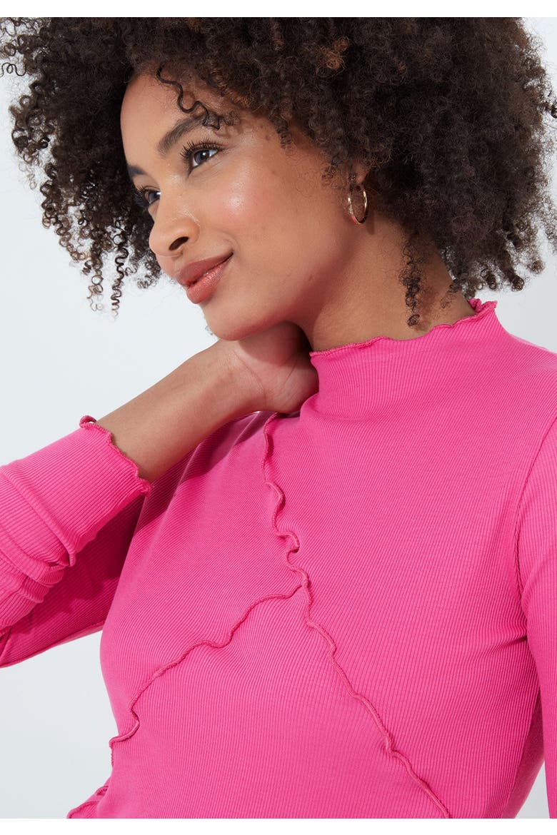 Stretch Cotton Lettuce Trim Top, Alternate, color, ROSE VIOLET