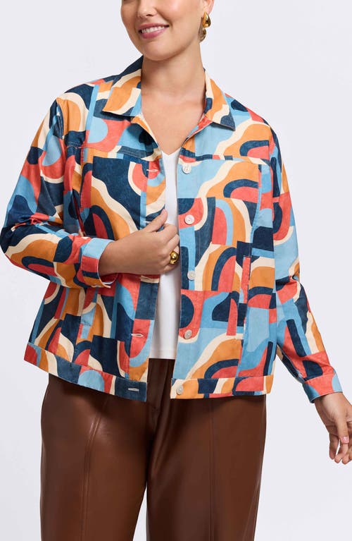 Foxcroft Thelma Geo Print Cotton Corduroy Shirt Jacket In Multi