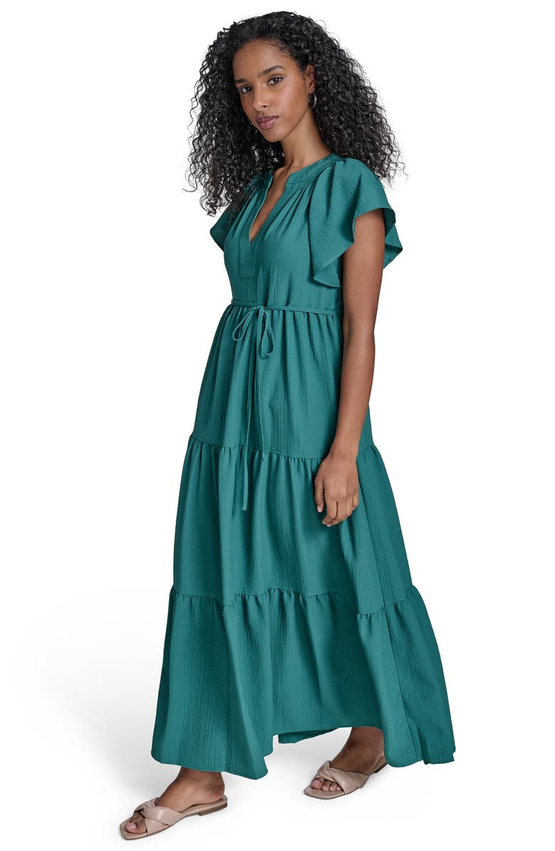 Calvin Klein Flutter Sleeve Tiered A-Line Maxi Dress, Alternate, color,