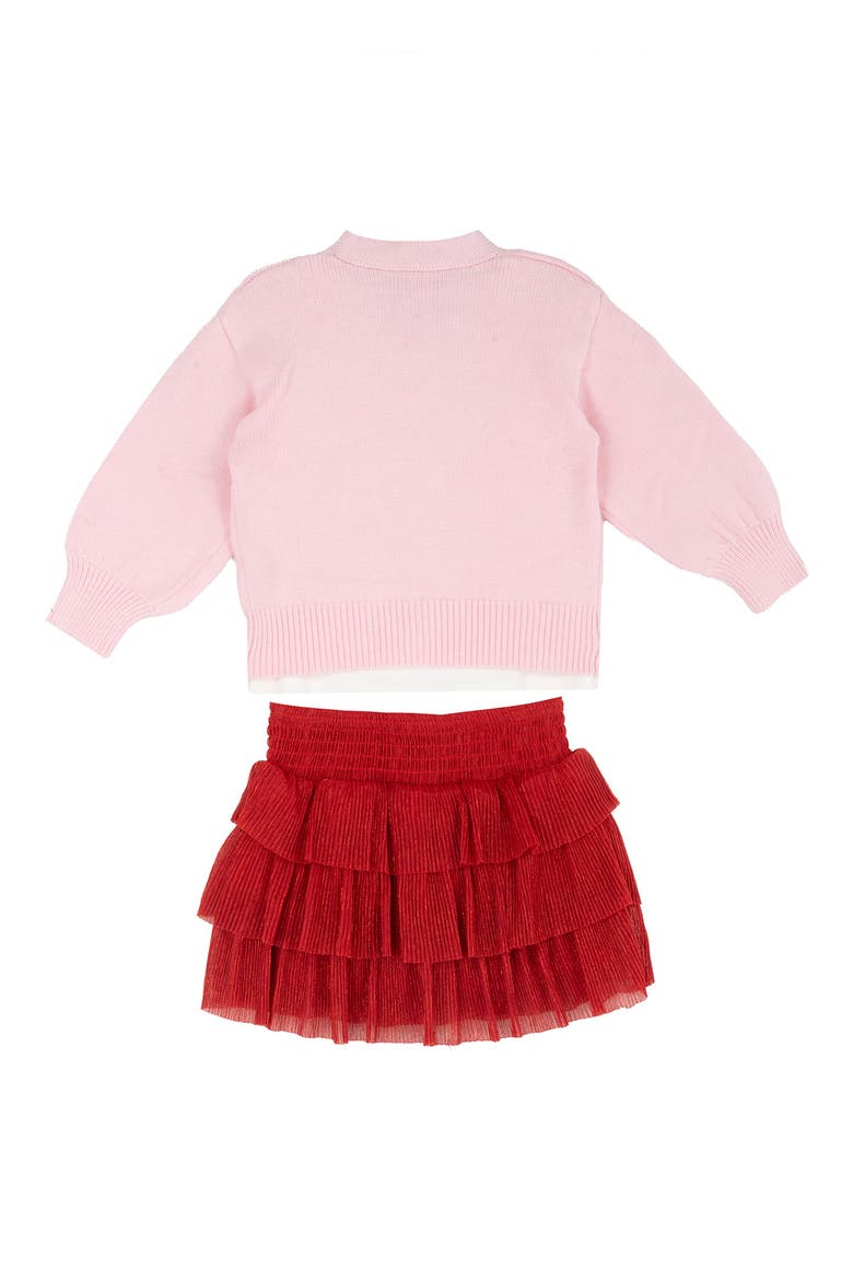 Gingerbread Cardigan & Skirt Set, Alternate, color, LIGHT PINK
