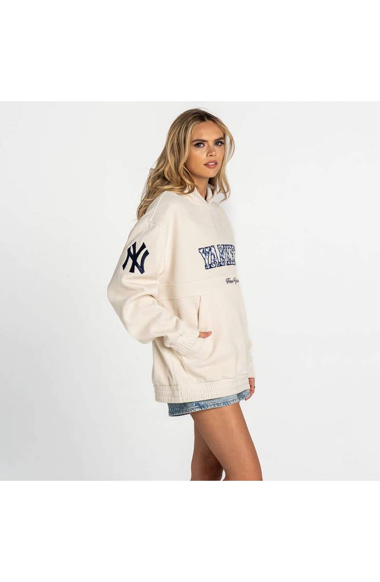 THE WILD COLLECTIVE Women's The Wild Collective  Cream New York Yankees Oversized Cord Hoodie, Alternate, color, Cream
