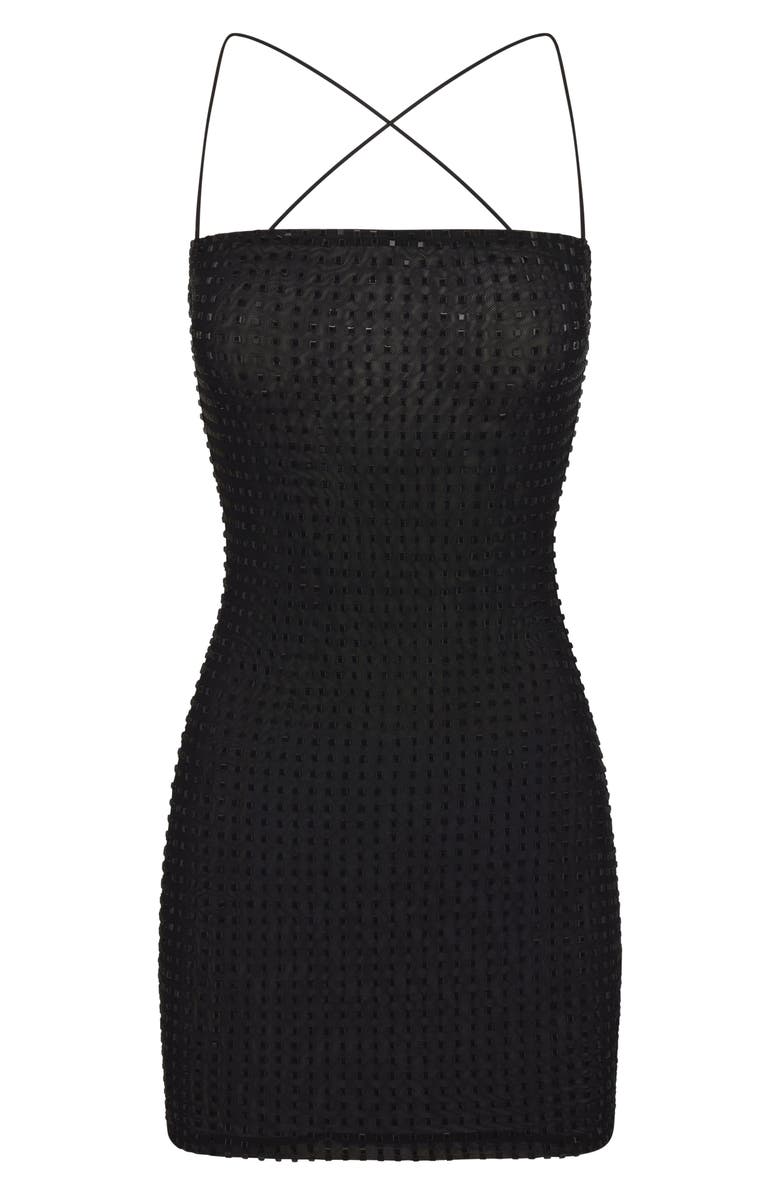 Naked Wardrobe Crystal Minidress, Alternate, color, Black