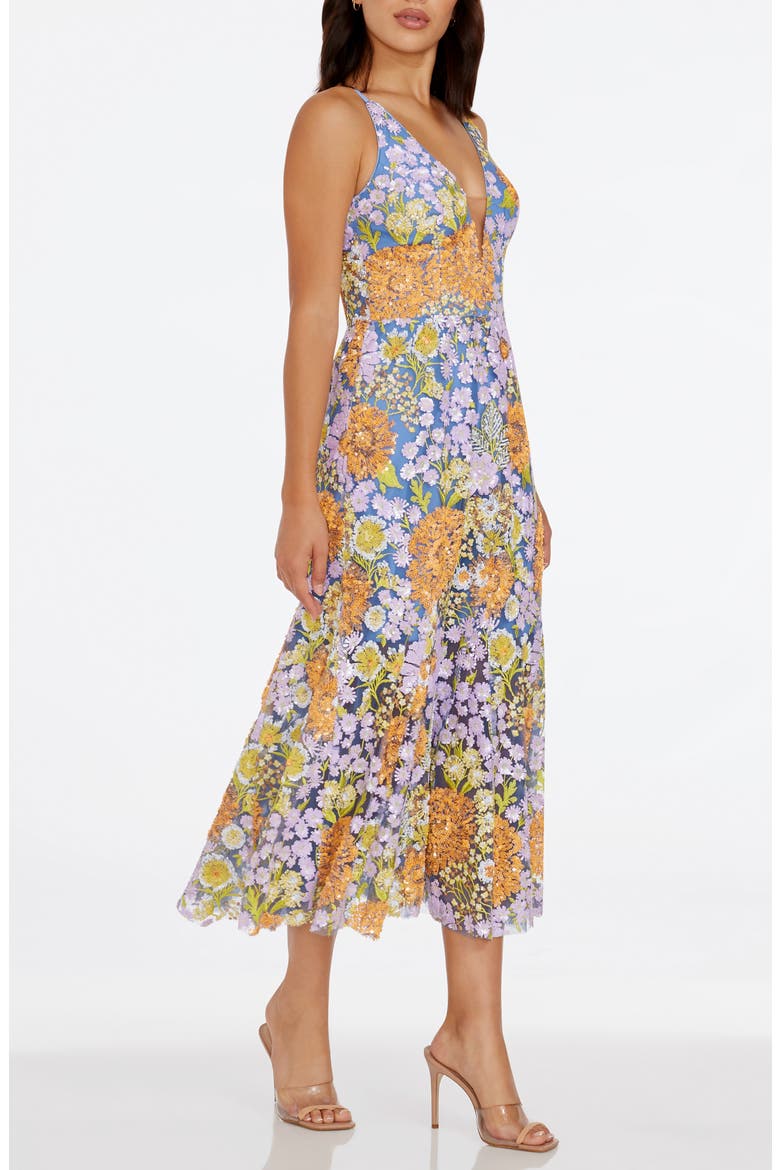 Sierra Floral Sequin Cocktail Dress, Alternate, color, LAVENDER MULTI