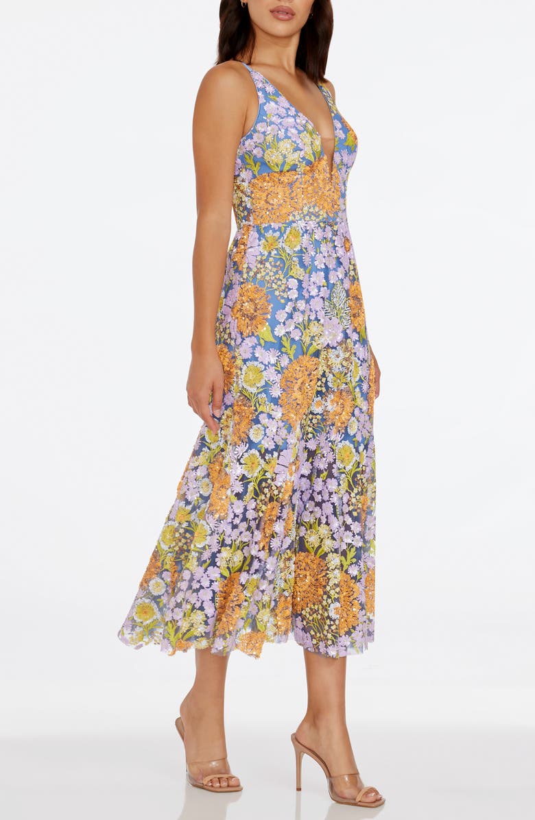 Dress the Population Sierra Floral Sequin Cocktail Dress, Alternate, color, Lavender Multi