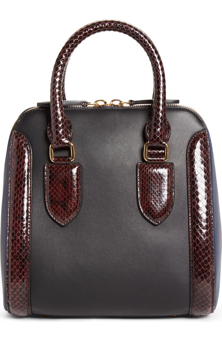 McQueen Alexander McQueen Medium Heroine Calfskin & Genuine Snakeskin Satchel, Alternate, color,
