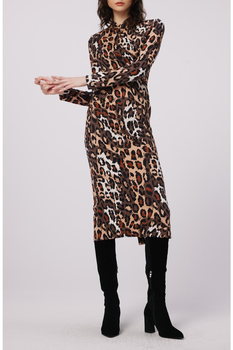 Barlow Leopard Print Long Sleeve Wrap Front Dress video