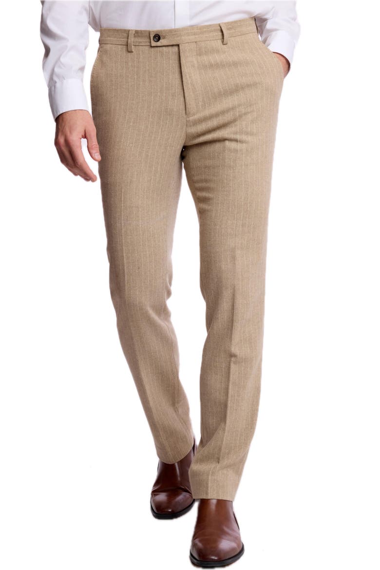 Downing Slim Fit Pinstripe Wool Blend Pants, Alternate, color, HARVEST TAN PINSTRIPE