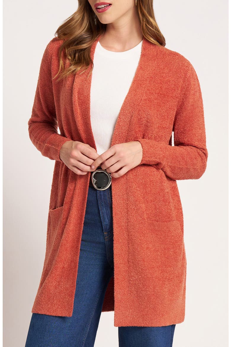 Claire Longline Open Front Cardigan, Main, color, SIENNA ORANGE