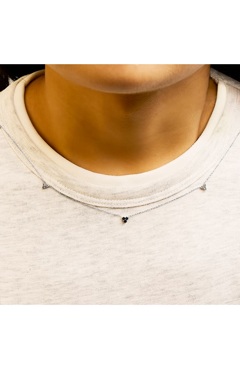 Haus of Brilliance 14K White Gold 1/5 Cttw Diamond and Sapphire Trio Cluster Station Necklace, Alternate, color, White Gold